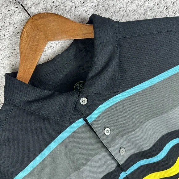 PGA Tour Pro Series Polo Shirt XXL Black Striped Golf Performance - Picture 4 of 6